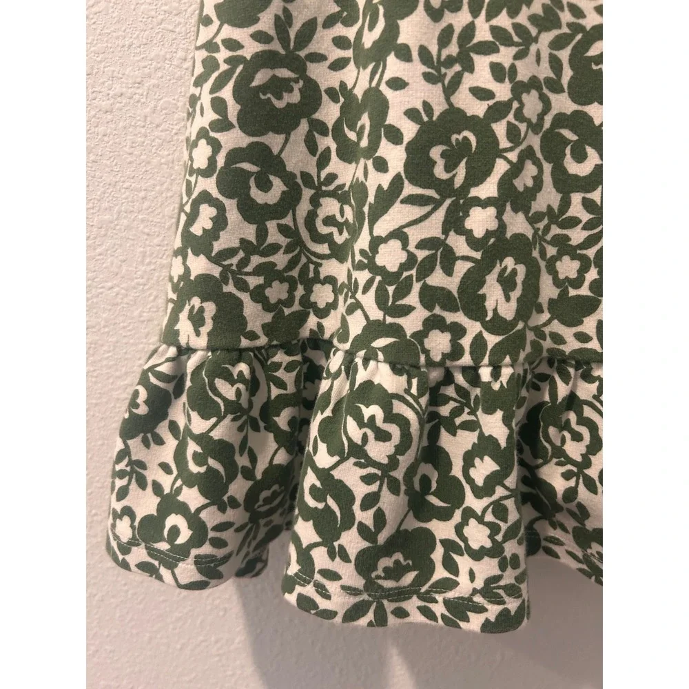 Janie and Jack Girls Green White Floral Bow Ruffle Dress Size 5 Sleeveless